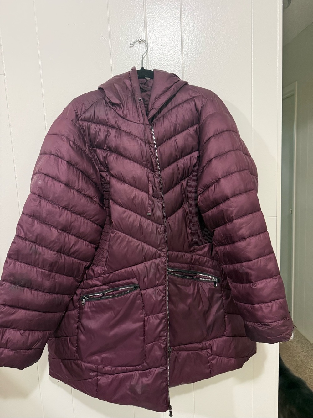 Lane Bryant Women's Quilted Hooded Puffer Coat - Plum